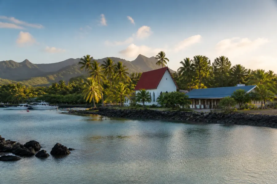 Illustration photographique : une vue éditoriale de Avarua, Îles Cook. Illustration éditoriale, scène imaginaire.