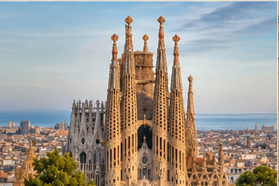 Illustration photographique : la Sagrada Família dominant Barcelone.