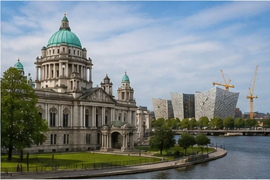 Illustration photographique : l’hôtel de ville et le quartier du Titanic à Belfast.