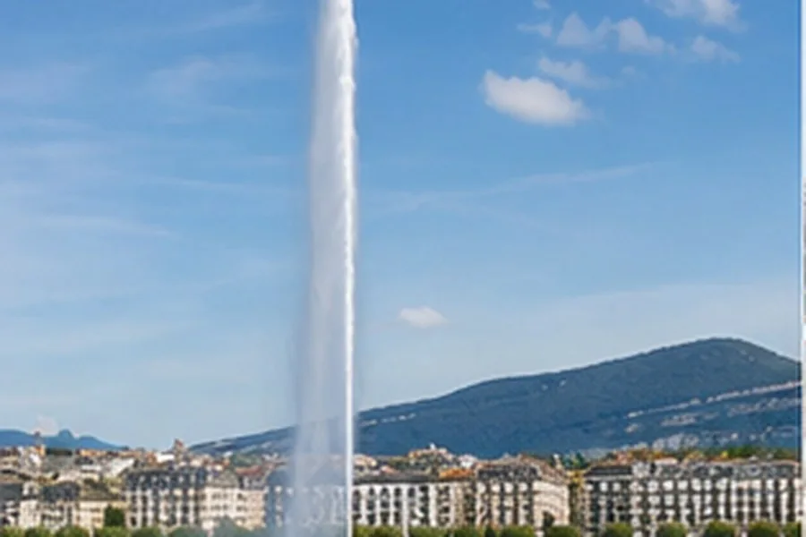 Illustration photographique : le Jet d’eau et la rive genevoise du Léman.