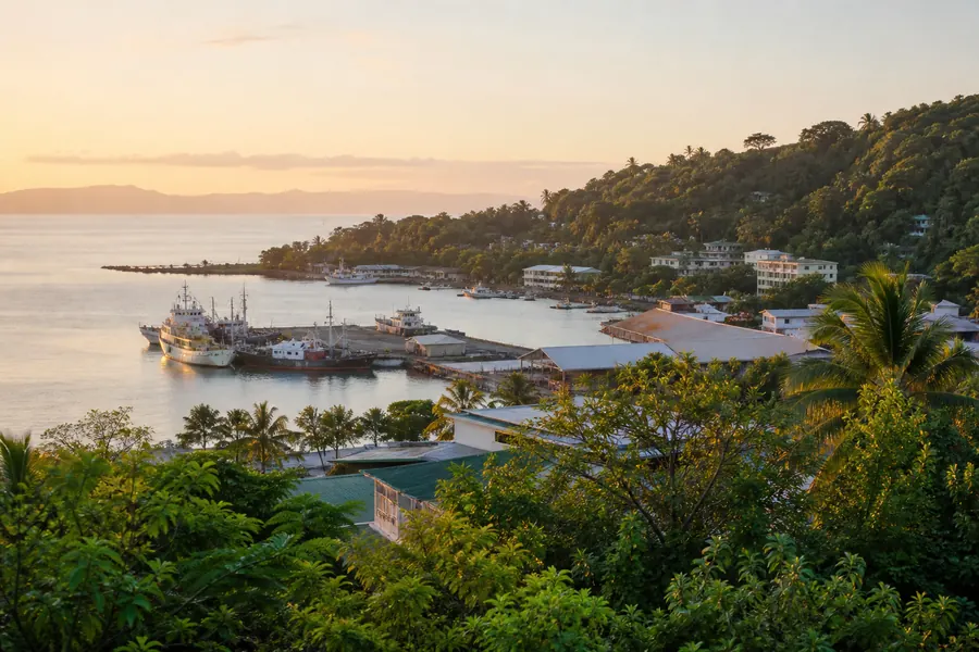 Illustration photographique : une vue éditoriale de Honiara, Îles Salomon. Illustration éditoriale, scène imaginaire.