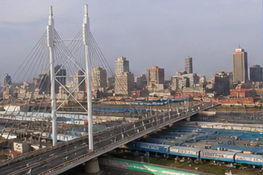 Illustration photographique : la ligne d’horizon et le pont Nelson Mandela à Johannesburg.