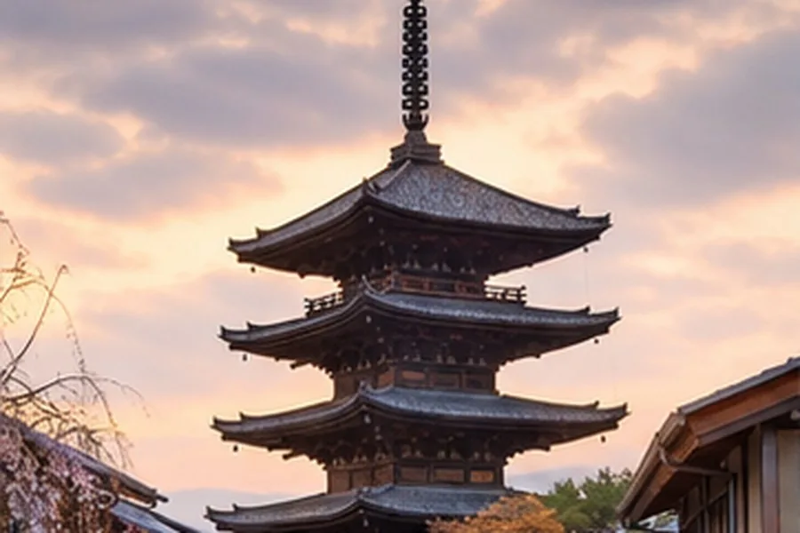Illustration photographique : une pagode et une rue traditionnelle de Kyoto.