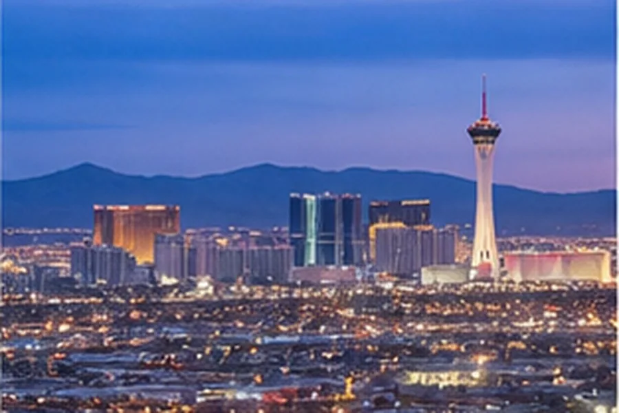 Illustration photographique : la ligne d’horizon de Las Vegas dans son cadre désertique.