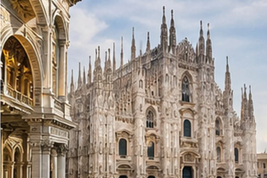 Illustration photographique : le Duomo et la galerie historique au cœur de Milan.