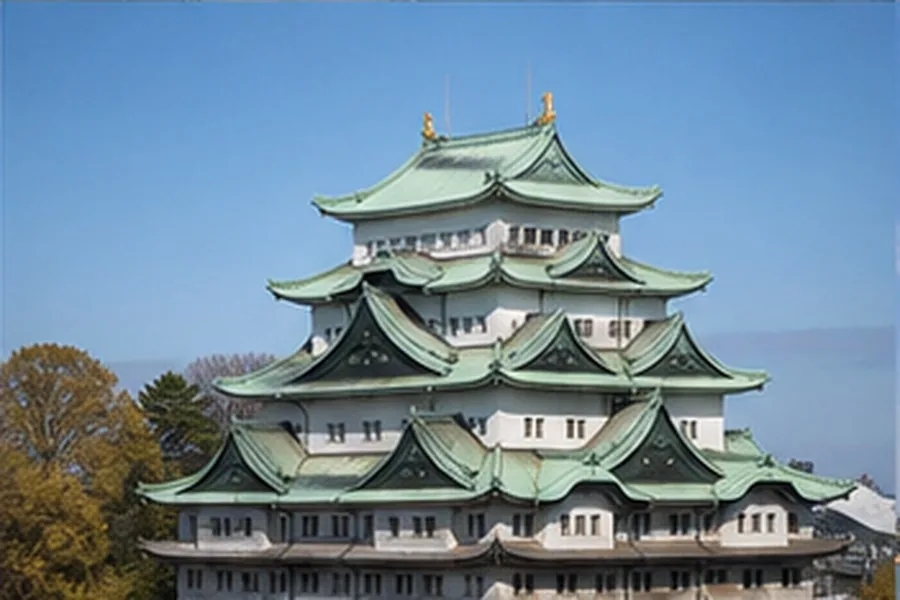 Illustration photographique : le château de Nagoya au-dessus de ses jardins.