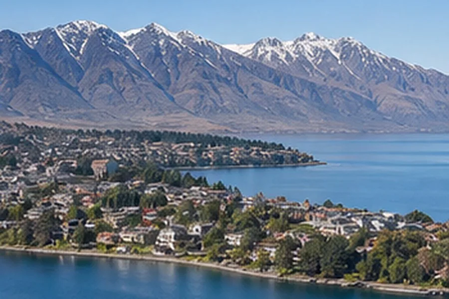 Illustration photographique : Queenstown entre le lac Wakatipu et les Alpes du Sud.