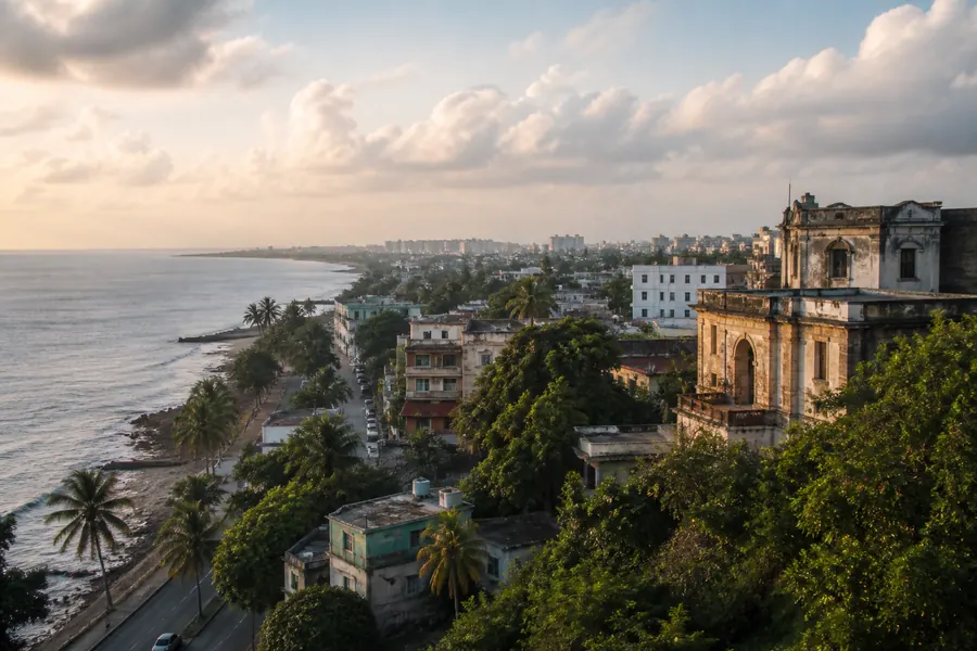 Illustration photographique : une vue éditoriale de Saint-Domingue, République dominicaine. Illustration éditoriale, scène imaginaire.