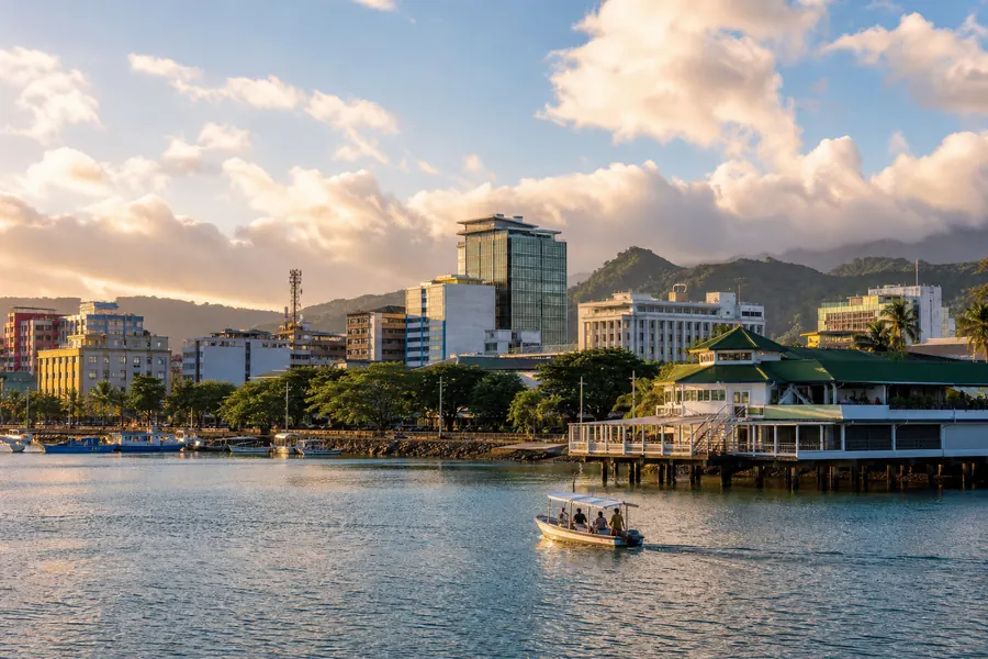 Illustration photographique : une vue éditoriale de Suva, Fidji. Illustration éditoriale, scène imaginaire.