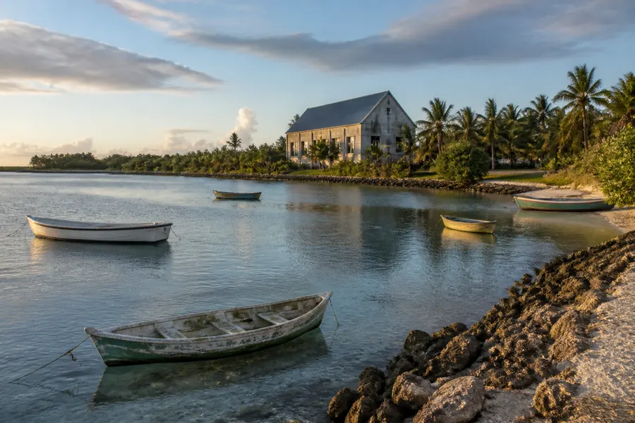 Illustration photographique : une vue éditoriale de Tarawa-Sud, Kiribati. Illustration éditoriale, scène imaginaire.